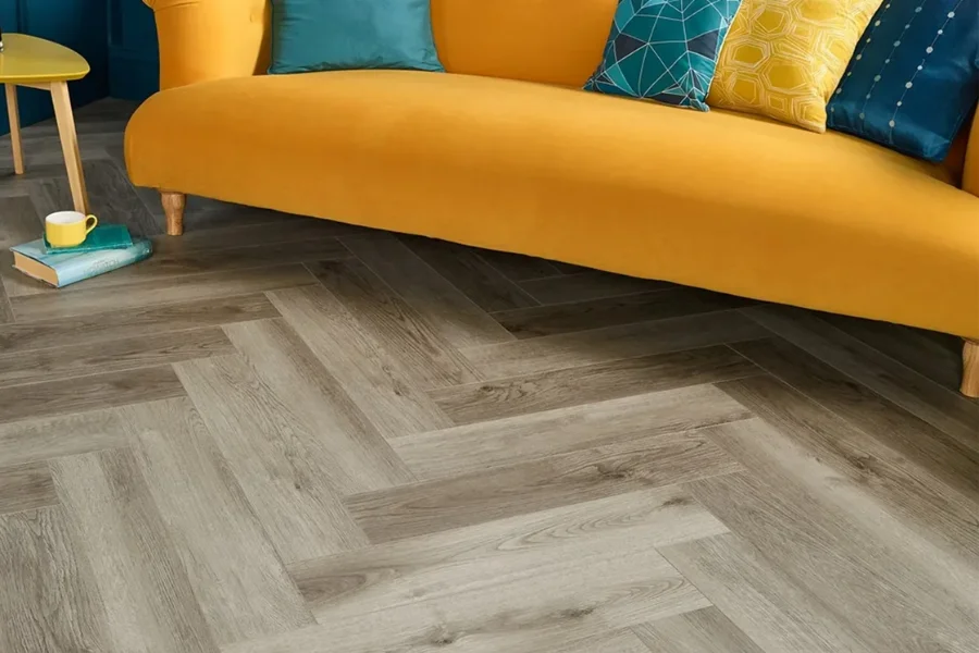 Herringbone floor in a modern living space