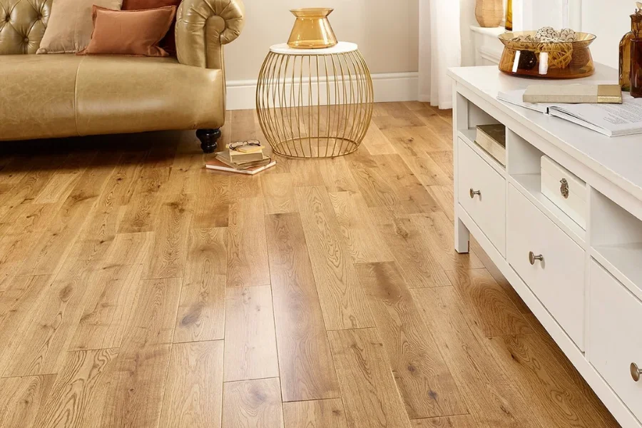Warm natural oak style flooring in a living room